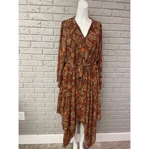 NWT Lark + Grey Women Long Sleeve Floral Kerchief Hem Dress Size 3X